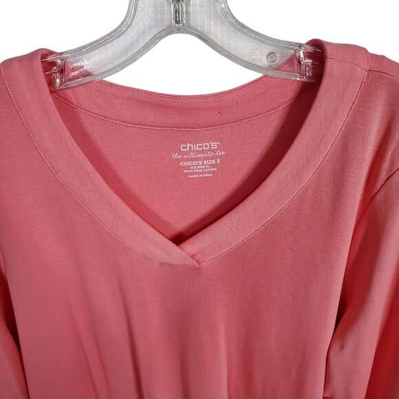 Chico's 2 Size XL Top Ultimate Tee Blocked Tunic Pima Cotton Knit Relaxed NWT - Picture 10 of 11